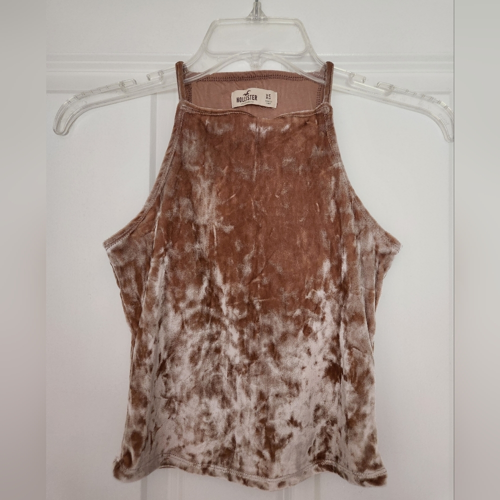 Hollister Women's Crushed Velvet Tank Top, Taupe, XS